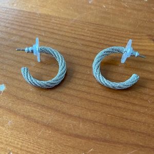 Silver textured hoop earrings